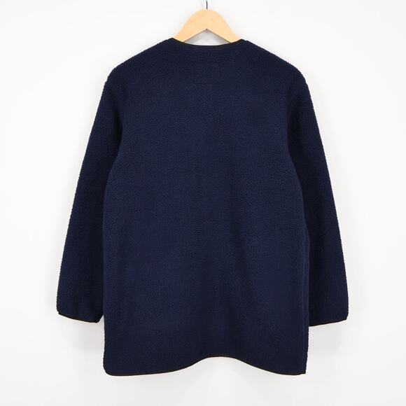 NWT Everlane The Teddy Fleece Sherpa Liner Longline Jacket Navy Blue Size XS - Picture 6 of 12